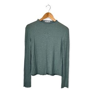 ZARA | Sage Green Mock Neck Long Sleeve Shirt | Size: S